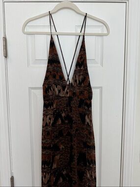 Victoria + Sophia Brown Patterned Maxi dress
